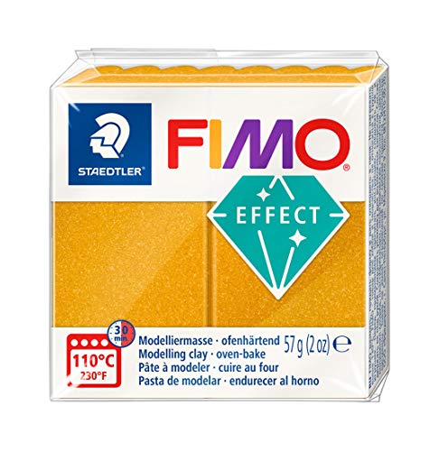 Staedtler 8020-11. Pasta para modelar de color oro metálico Fimo Effect. Caja con 1 pastilla de 57 gramos.
