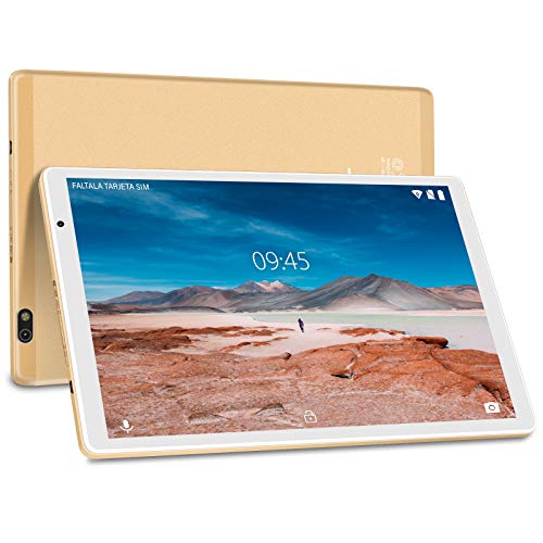 Tablet 10 Pulgadas Android 10.0 FACETEL Tablets 4RAM+64GB ROM Octa Core,Tablets 5.0+8.0 MP HD la Cámara, Certificación Google GMS,1280*800 Full HD Display | Bluetooth | WiF | GPS | Type-C-Oro