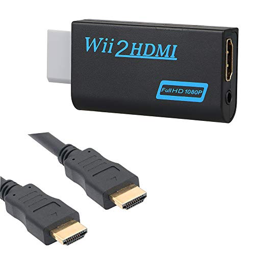 Thlevel Wii a HDMI Adaptador, Conversor de Wii a HDMI 720P/1080P con Cable HDMI con Puerto HDMI y Jack 3.5mm – Soporta Todos Los Modos de Visualización Wii (Negro)
