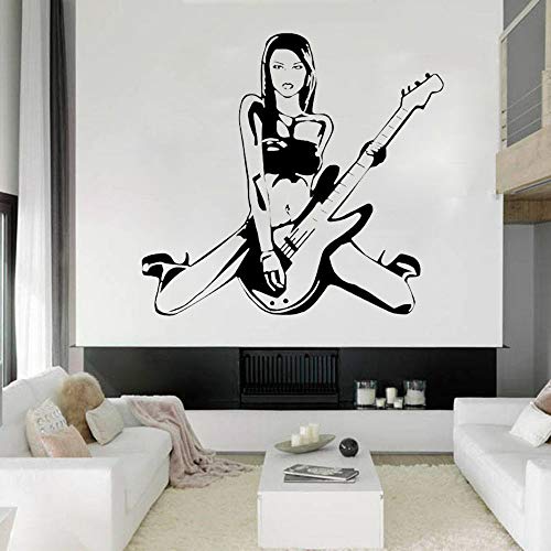 Tianpengyuanshuai Chica Guitarra música Cool Rock Etiqueta de la Pared decoración del hogar Sala de Estar Chica Dormitorio Arte calcomanía Vinilo Papel Tapiz 68X72cm