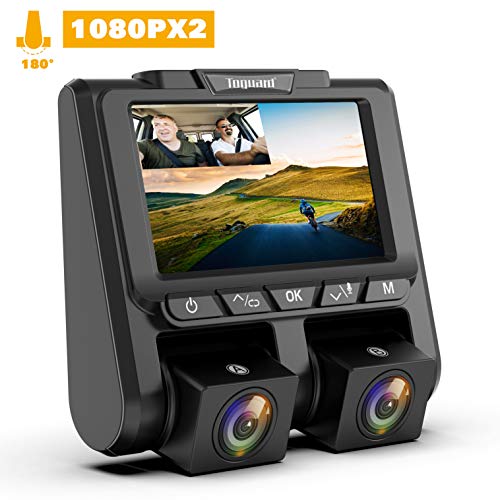 TOGUARD Dual Dash CAM FHD 1080P+1080P Front and Rear Dashcam for Cars 3" LCD 340° Dashboard Car Camera Dashcams with G-Sensor, WDR, Parking Monitor, Motion Detection for Uber Lyft Taxi