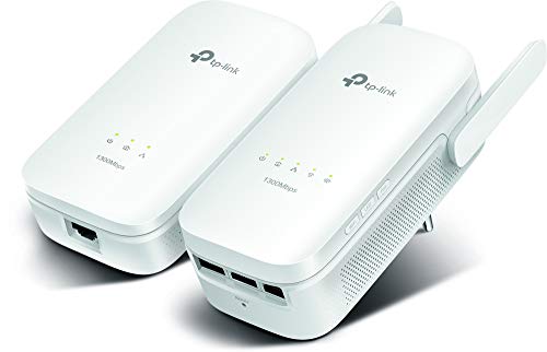 TP-Link TL-WPA8630 KIT - PLC con WiFi Doble Banda y 2 Adaptadores (WiFi 1300Mbps, Extensor, Repetidores de Red, Cobertura Internet, Línea Eléctrica, 4 Puertos, Smart TV, Nintendo Switch y Wii)