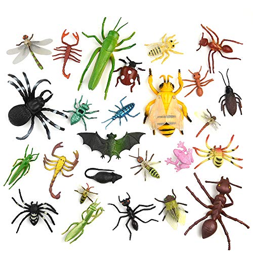 TUPARKA 27 Pcs Insectos de Plástico Insectos Niños , Lagarto de Abeja Juguetes para niños Fiesta Escolar de Halloween Juguetes educativos, Estilo Aleatorio