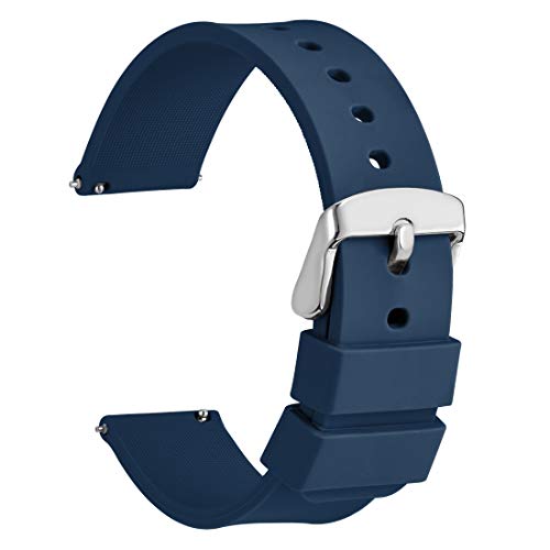 WOCCI Silicona Correa Reloj 22mm con Hebilla de Acero Inoxidable, Liberación Rápida y Unisex (Azul Oscuro)