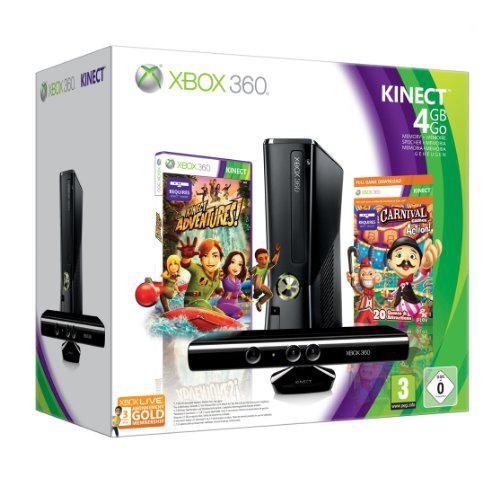 Xbox 360 - 4 GB, Incluye Sensor Kinect, Carnival Games y Kinect Adventures