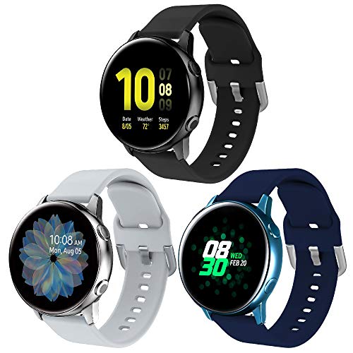 XIMU Compatible con Samsung Galaxy Watch Active 40mm Correa/Galaxy Watch 42 mm Correa,Silicona de Sport Mujeres Ccorreas de los Hombres de Galaxy Watch (S(6-7.5inch), Gris Claro, Negro, Azul Marino.)