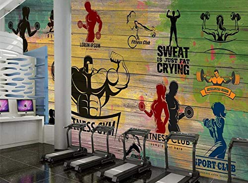 ZGHONG Graffiti personalizado vintage tablón deportes fitness fondos de pantalla para sala de estar muebles de sala Muscle man, 300x210 cm (118.1 por 82.7 in)