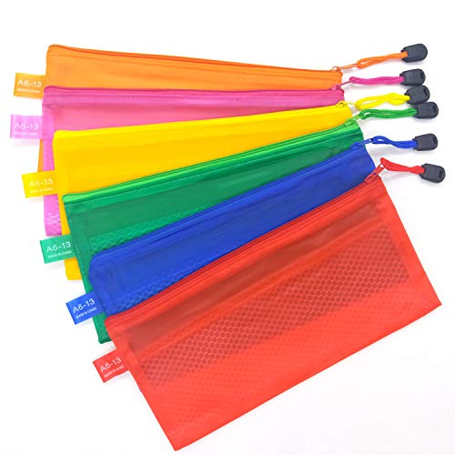 18pzs A6 Estuches escolares PVC Rainbow Colorido Bolsa de almacenamiento a prueba de agua Caja de lápices Bolígrafo Bolso de aseo Bolsillos de carpeta de plástico Bolso de viaje