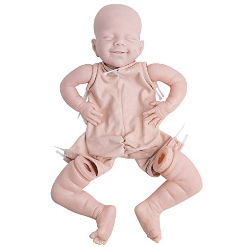 22 pulgadas DIY Kit de muñeca realista Reborn, juguete realista para bebés durmiendo, extremidades completas, cabeza de vinilo suave, ojos táctiles reales, regalo para bebés Reborn para niños