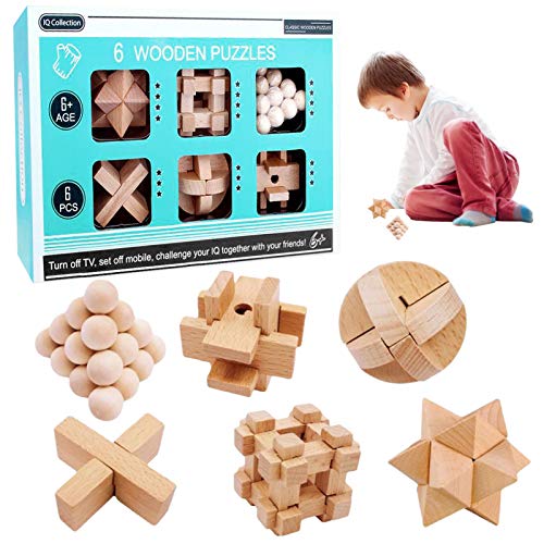 3D Cubo Puzzles de Madera,Rompecabezas Madera,Juguete Madera difícil,Juego Rompecabezas Madera,Juegos lógica Adultos,Juego Pensamiento lógico,Juguetes Madera IQ,Cubo de Rompecabezas (6)