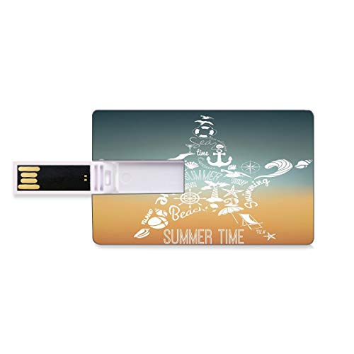 4 GB Unidades flash USB flash Decoración estrella de mar Forma de tarjeta de crédito bancaria Clave comercial U Disco de almacenamiento Memory Stick Iconos de viaje de horario de verano Viaje de avent