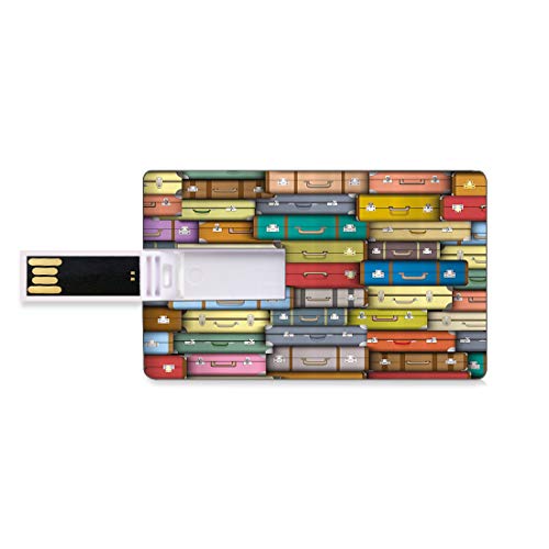 4 GB Unidades flash USB flash Moderno Forma de tarjeta de crédito bancaria Clave comercial U Disco de almacenamiento Memory Stick Fondo colorido de maletas Viaje de época Viaje de vacaciones Diseño te