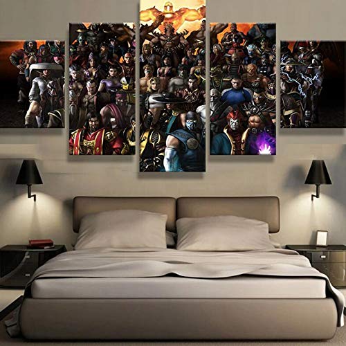 5 Paneles Lona Moderno Resumen Impresiones HD Juego de Personajes de Mortal Kombat Imágenes Pinturas murales Habitación Decoración del hogar,B,20×35×2+20×45×2+20×55×1