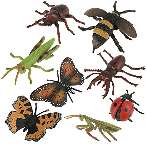 8 piezas de juguetes de insectos en miniatura e insectos falsos, figuras de juguetes de insectos de mini insectos, kit de modelo de insecto 3D de plástico bebé niños juguetes educativos accesorios de