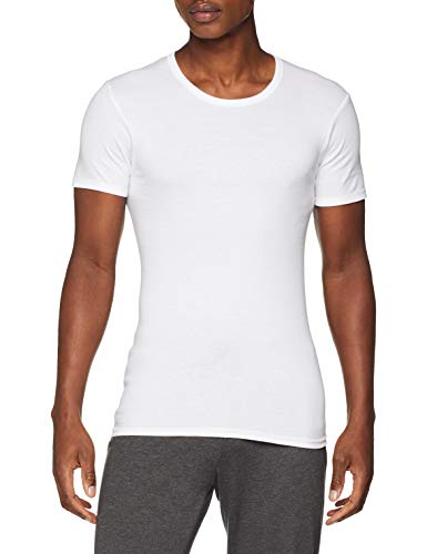 ABANDERADO Camiseta de Manga Corta Cuello Redondo de algodón canalé, Blanco, XL para Hombre