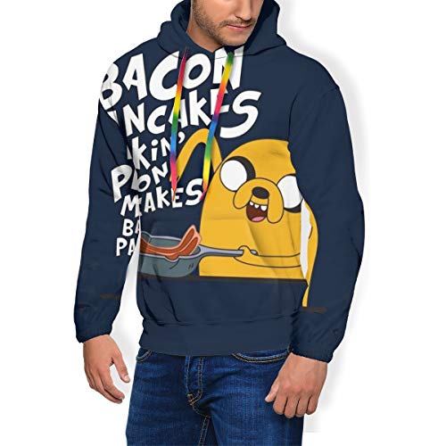 Adventure Time Jake The Dog Bacon Pancakes - Sudadera con capucha y bolsillos de terciopelo para hombre