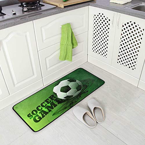 ALINLO - Alfombra de cocina con diseño de juego de fútbol, antideslizante, cómoda, para oficina, para decoración del hogar, interior y exterior, 99 x 50 cm