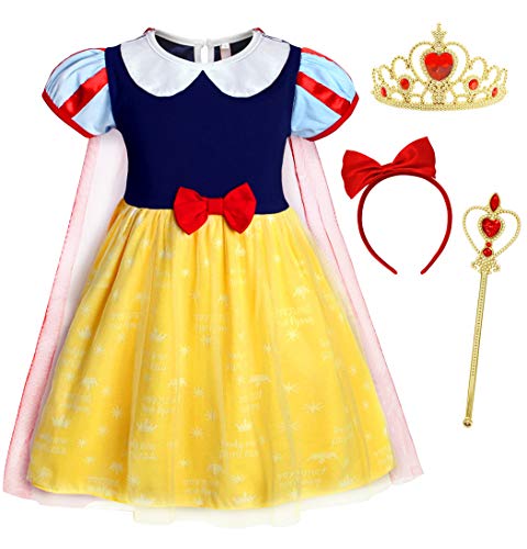 AmzBarley Disfraz Vestido Princesa Blancanieves Niña Tutu Ceremonia,Traje Niña,Disfraz Infantil Fiesta Carnaval Cosplay Halloween con Accesorios, 3-4 Años