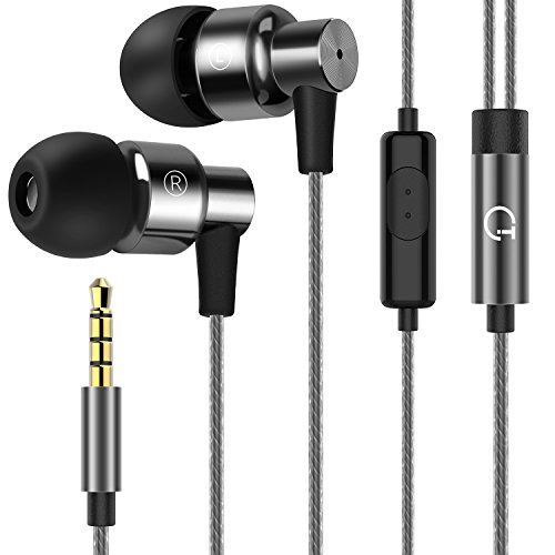Auriculares, Gritin Auriculares con Cable y Micrófono In ear Headphone Sonido Estéreo 3.5mm de Alta Calidad para iPhone, Galaxy, Huawei, Xiaomi, MP3, PC