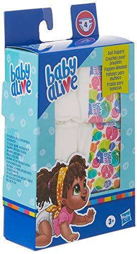 Baby Alive Recambio para pañales de muñeca, Incluye 4 pañales, Accesorios de Juguetes, para niños a Partir de 3 años
