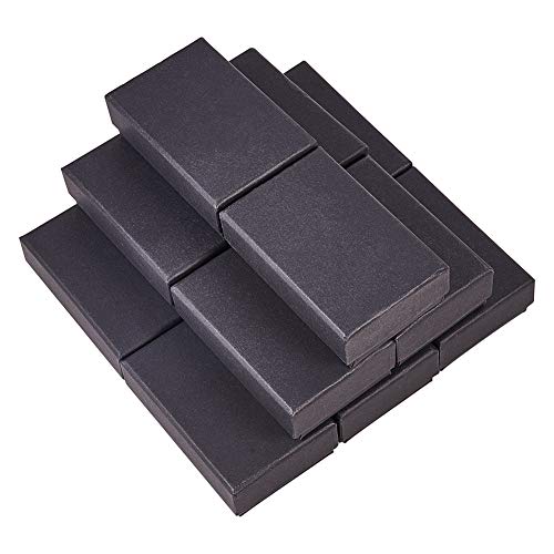 BENECREAT 24 Pack Negra Caja de Joya Caja de Cartón Craft con Almohadilla de Terciopelo Elegante para Presentación de Pendientes Collar 8.3x5.5x2.5cm