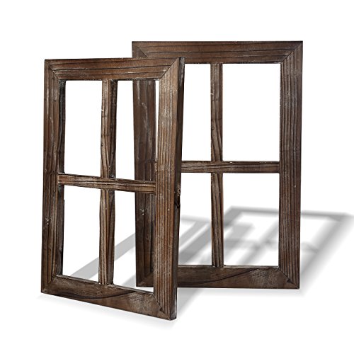 BESTOOL Viejo marco de ventana rústico Barnwood - decoración para el hogar o al aire libre, no para fotos, Paquete de 2 (40 x 28 cm)