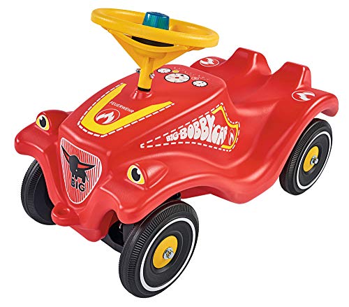 BIG Spielwarenfabrik- Big-Bobby Car-Classic-Coche Infantil con Pegatinas en diseño de Bomberos, soporta hasta 50 kg, para niños a Partir de 1 año (800056128)