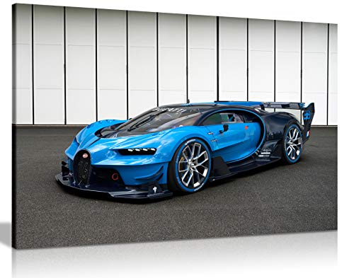Bugatti Vision Gran Turismo Hypercar Super coche impresión DE lienzo pared arte imagen lienzo grande A1 30 x 20 Inches (76.2 cm x 50,8 cm)