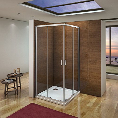 Cabina de ducha mampara de ducha corredera puerta 6mm Easyclean cristal Aica 90x70cm
