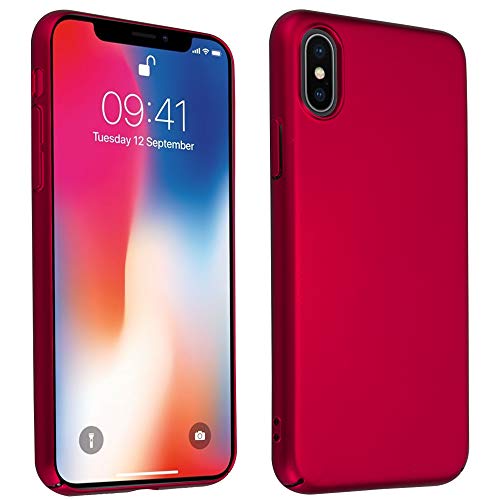 Cadorabo Funda para Apple iPhone X/XS en Metal Rojo - Cubierta Protección de Plástico Duro Super Delgada e Inflexible con Antichoque - Case Cover Carcasa Protectora Ligera