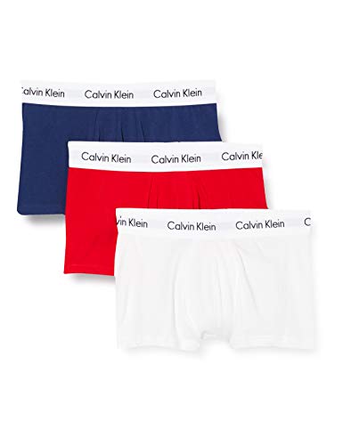 Calvin Klein 3p Trunk Bóxer, Blanco (White/Red Ginger/Pyro Blue), X-Small para Hombre