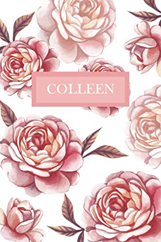 Colleen: Personalized Notebook with Flowers and Custom Name – Floral Cover with Pink Peonies. College Ruled (Narrow Lined) Journal for Women and Girls