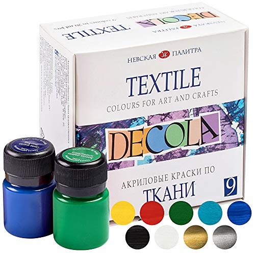 Decola Set Pintura Textil Acrilica | 9x20ml Colores Por Ropa Resistentes En Lavadora | Hechos En Rusia da Neva Palette