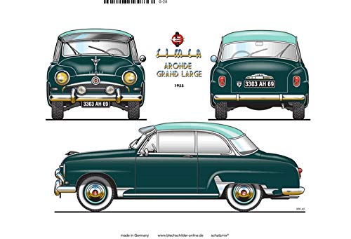 Deko 7 - Placa Decorativa (30 x 20 cm), diseño de Simca Aronde Grand Large 1955