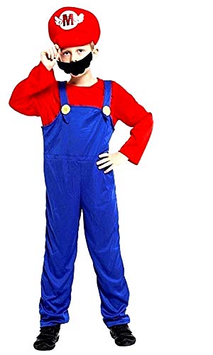 Disfraz de super mario bros - disfraz - carnaval - halloween - videojuegos - color rojo - niño - talla m - 4/5 años - idea de regalo para cumpleaños