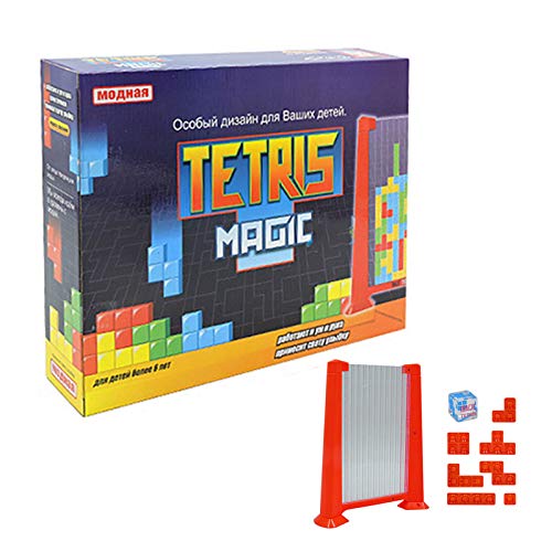 Doble Juego de Mesa Tetris Rompecabezas, Regalo Padre-Hijo Educativo Interactivo 3D Juego de Mesa de cumpleaños del Juguete para niños y niñas (Rojo)