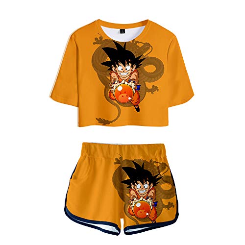 Dragon Ball Anime Son Goku Camiseta Pantalones Cortos del Verano Chándal De 2 Unidades Trajes Pantalones Cortos+Blusas De Los Cultivos Chándales Deportiva Conjuntos