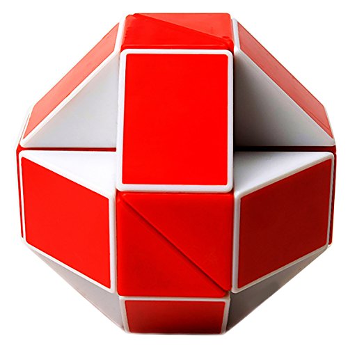 EASEHOME Serpiente Magica Rompecabezas Cubo Mágico, 24Parts Snake Speed Puzzle Cube PVC Pegatina Magic Cubes Twist Juguete Juego Educación para niños y Adultos, Blanco Rojo