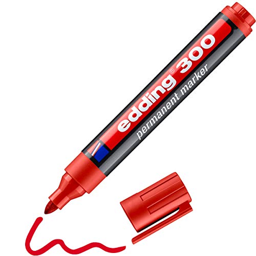 Edding 735555 - Marcador permanente, punta redonda, 1.5-3 mm, color rojo
