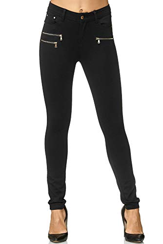 Elara Pantalones Elásticos de Mujer Skinny Fit Jegging Chunkyrayan Negro H86 48 (4XL)