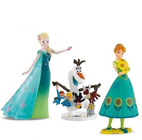 Figuras Disney bullyland Lote 3 Personajes Elsa +Anna+Olaf Pintada a Mano, sin PVC Regalo Ideal niñas para Jugar con la imaginación