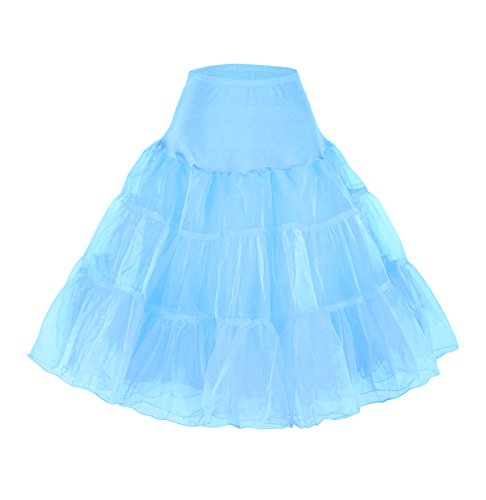 Flora® - Vestido de los años 50, estilo vintage, retro, falda de 25 cm azul celeste (XS-M)