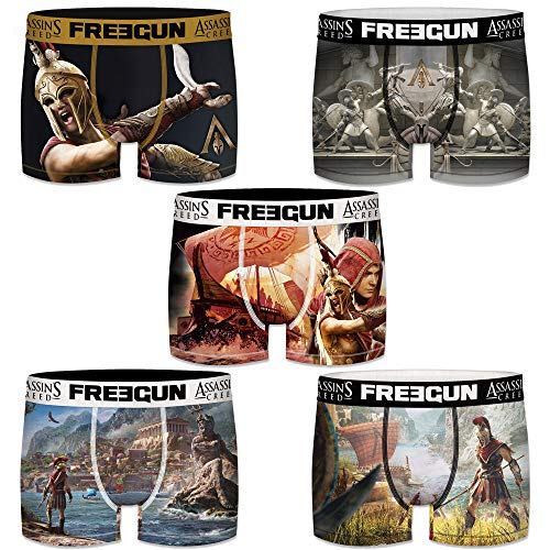 Freegun Assassin's Creed Odyssey - Lote de 5 calzoncillos para hombre multicolor S