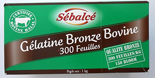 Gélatine Bronze Bovine Certifié HALAL 300 feuilles