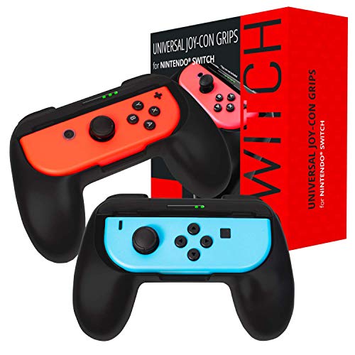 Grips de Orzly compatibles con los Joy-Cons de la Nintendo Switch - Pack DE Dos (2X Negro) Grips Universales para Usar con los JoyCons de la Nintendo Switch