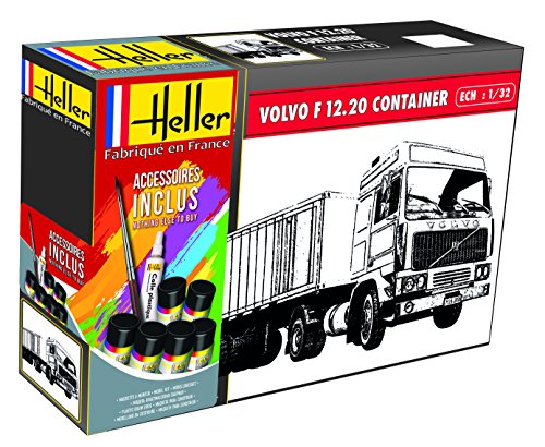 Heller Maquette camion : Kit : Volvo F12-20 Globe Trotter & Container Semi Trailer
