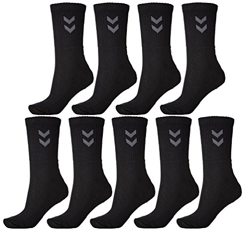 Hummel 9 pares de calcetines deportivos unisex, 22030, Negro , 36 - 40 (Size 10)