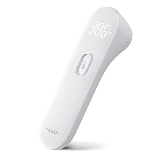 iHealth no-touch termómetro de la frente, termómetro infrarrojo digital para adultos y niños, sin contacto termómetro para bebés con 3 sensores ultrasensibles (pt3)