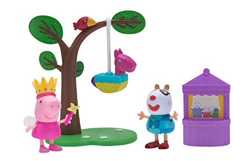 Jazwares 97026 – Juego de Fiesta de cumpleaños Peppa Pig con Figura móvil de Peppa y Pedro Pony, árbol con piñata y Teatro de muñecas, Juego Original de Peppa Pig para niños a Partir de 2 años