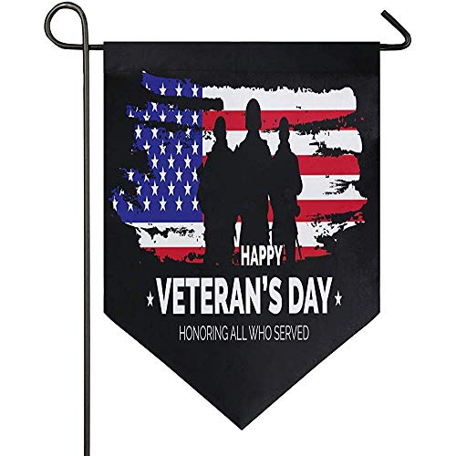 jenny-shop Feliz Día del Veterano Soldados de la Bandera Americana Bandera del Jardín Doble Cara 12.5 x 18 Pulgadas